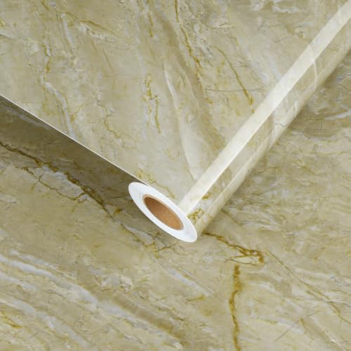 Beige Green Marble Contact Paper for Countertops Waterproof Glossy Marble Wallpaper 17.7" x 315" Removable Self Adhesive Granite Contact Paper for Kitchen Bathroom Cabinets Counter Top Covers - size: 17.7" x 315"