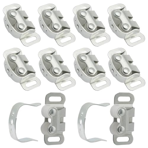 10 Pcs Cabinet Door Catch, Double Post Friction Roller Catch