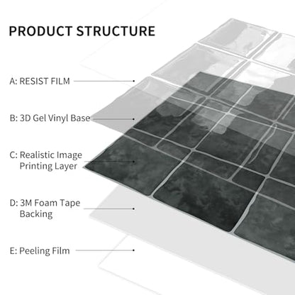 10 Sheet Peel and Stick Backsplash Tile, 12"x12", Dark Grey - color: Dark Gray