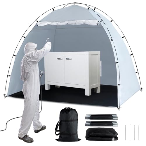 Siebwin 8x6x6ft Spray Paint Tent, Mesh Screen & Windproof Hooks, Gray - color: Gray, size: 8 ft x 6 ft x 6 ft