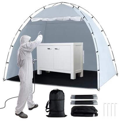 Siebwin 8x6x6ft Spray Paint Tent, Mesh Screen & Windproof Hooks, Gray - color: Gray, size: 8 ft x 6 ft x 6 ft