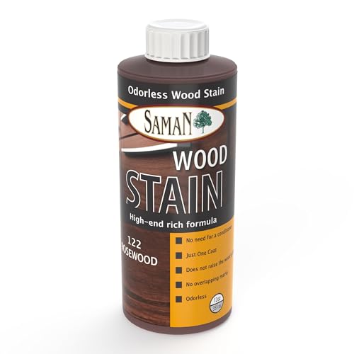 SamaN Interior Water Based Wood Stain - Natural Stain for Furniture, Moldings, Wood Paneling, Cabinets (Rosewood TEW-122-12, 12 oz) - color: Rosewood, size: 12 oz