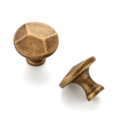 Ravinte Antique Brass Round Cabinet Hardware Knobs,Zinc Knobs,25 Pack - color: Antique Brass