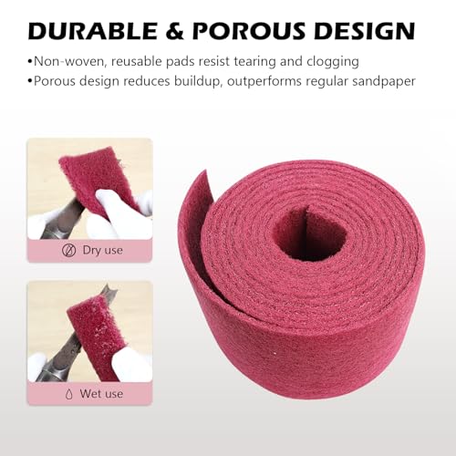 Maroon Scuff Pad Roll 6" x 15 ft - General Purpose Surface Prep for Auto Body, Woodworking & Paint - color: Maroon, style: 6 Inches*15 Feet