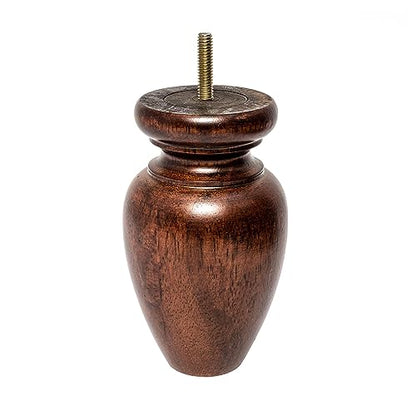 OUTWATER 5-1/2 in. H x 3-1/4 in. Dia Stained Cherry Solid Hardwood Bun Foot Leg for Furniture 4 Pack with 4 Free Insert Nuts and Drill Bit - color: Cherry