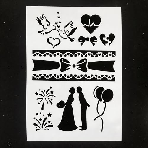 TIAMECH A4 Reusable Wedding Lover Bride Stencil for Painting - color: Wedding Lover Bride