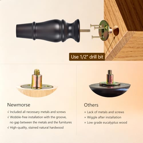 6 inch Legs for Furniture Set of 4, Wooden Replacement Feet Chair, Ottoman, Dresser,Mid Century Modern Legs Predrilled M8 Bolt Screw in - color: 6 Inch Espresso