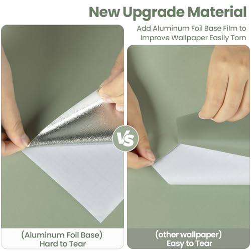 Sage Green Wallpaper Stick and Peel Green Contact Paper Removable Wallpaper - color: Sage Green, size: 17.7" x 118"