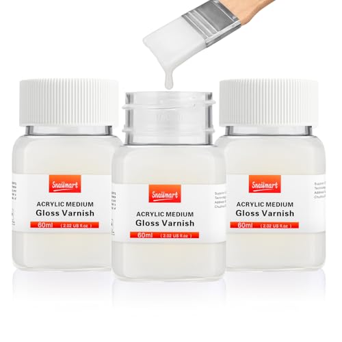 Gloss Varnish for Acrylic Painting, 180ml/6.1oz Acrylic Varnish Kit with 2 Brushes – Non-Yellowing, Non-Toxic, Anti-Crazing Clear Varnish for Canvas Artwork, Wood, Acrylic Paintings
