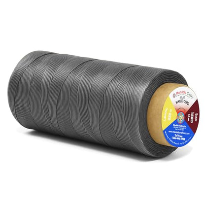 Mandala Crafts 150D 0.8mm Gray Flat Waxed Thread for Leather Sewing - color: Gray, size: Flat 150D 0.8mm 273 Yards