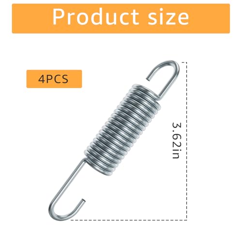 3-5/8 Inch Replacement Recliner Chair Mechanism Furniture Tension Springs Long Neck Style ，Long Neck Hook Style-Recliner Replacement Parts-3.46 Inch Inside Hook to Hook (Silver White 2Pcs) - size: 3-5/8 in 2Pcs