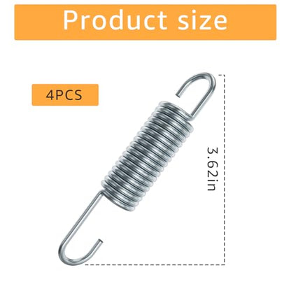 3-5/8 Inch Replacement Recliner Chair Mechanism Furniture Tension Springs Long Neck Style ，Long Neck Hook Style-Recliner Replacement Parts-3.46 Inch Inside Hook to Hook (Silver White 2Pcs) - size: 3-5/8 in 2Pcs