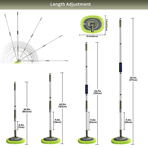 66'' Wall Mop with Long Handle,Ceiling Dust Mop with 15° Labor-Saving Elbow - color: Green