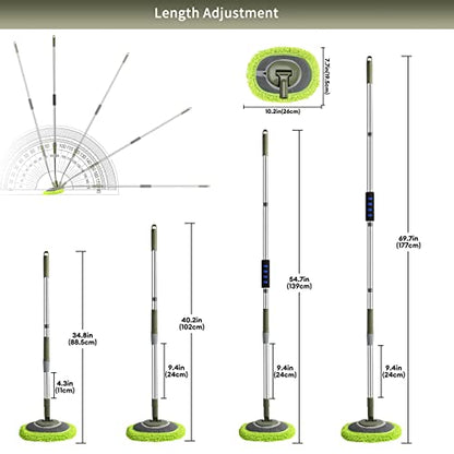 66'' Wall Mop with Long Handle,Ceiling Dust Mop with 15° Labor-Saving Elbow - color: Green