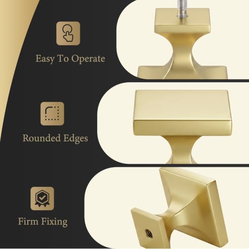 Haliwu 20 Pack Gold Cabinet Knobs Solid Drawer Knobs - color: Gold & Square