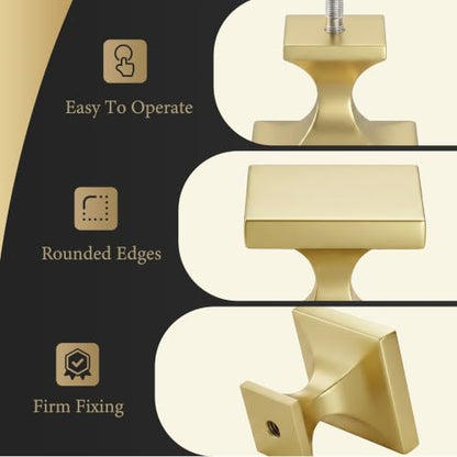 Haliwu 20 Pack Gold Cabinet Knobs Solid Drawer Knobs - color: Gold & Square