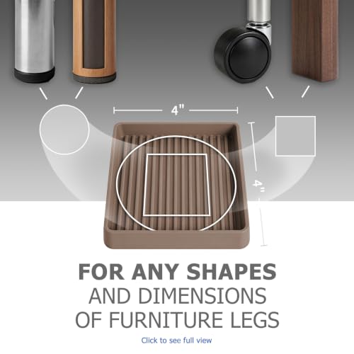 Non Slip Furniture Pads for Hardwood Floors -Yelanon 4Pcs 4” Coasters Cups - color: 4pcs4"square Brown