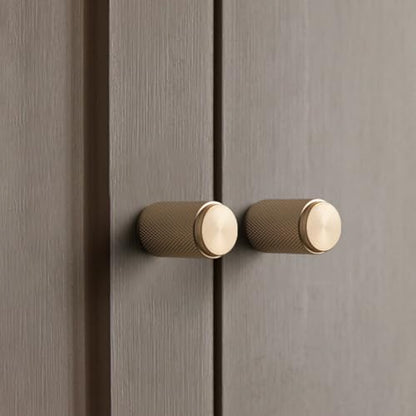 Goo-Ki 6 Pack Champagne Bronze Knurled Cabinet Knobs – Textured Cylinder Drawer Pulls for Modern Kitchen Furniture, Dresser - color: Champagne Bronze
