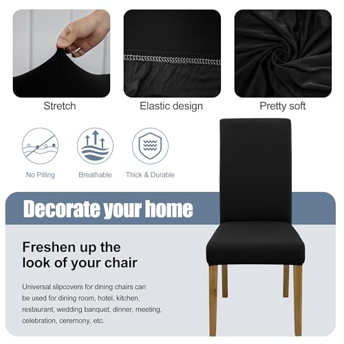 Dining Chair Covers, Stretch Seat Covers, Washable Furniture Protector - color: .Black, size: ‌Milk Silk