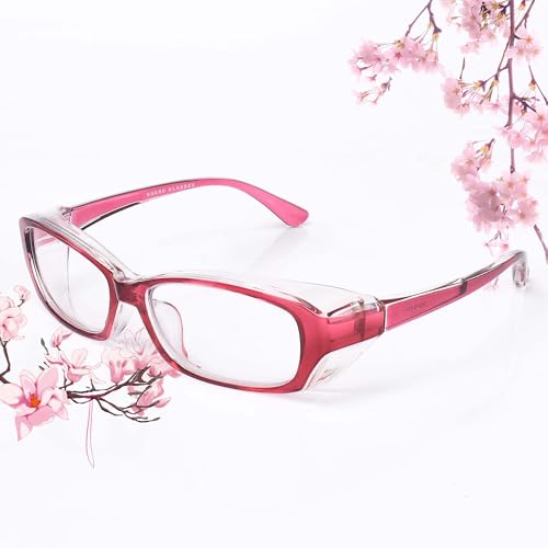 SooGree Safety Goggles Glasses Anti-pollen Dust Scratch Protective Eyewear Detachable Lens Myopia Frame - color: Red