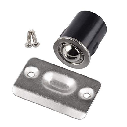 HOMOTEK 4 Pack Drive in Ball Catch with Strike Plate for Closet Doors, Satin Nickel, 13/16 Inch x 1-1/8 Inchs,Die-cast, Adjustable Tension Ball - color: Satin Nickle