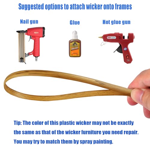 130 Ft Plastic Wicker Repair Supplies, Wicker Repair Kit, Synthetic Rattan Material for Patio Chair Repair Flat Wicker Furniture Repair Replacement (Light Wood Grain) - color: Light Wood Grain, size: 0.55 Lbs