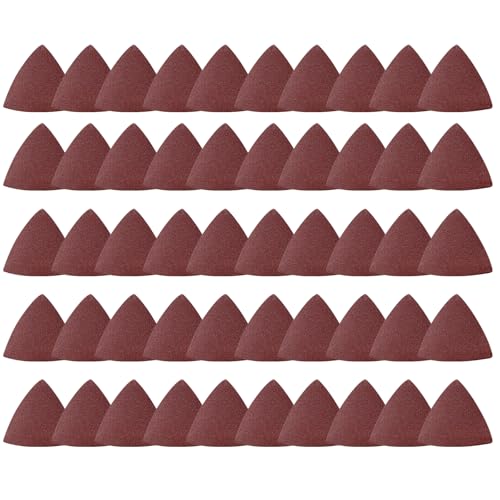 50-Piece Triangular Sandpaper Set for Oscillating Tools - 5 Grits (60/80/100/120/240) - 3-1/8 Inch (80mm) Hook & Loop Sanding Pads - Fits Wood, Metal, Drywall Sanding - style: 50PCS SANDING PAPERS