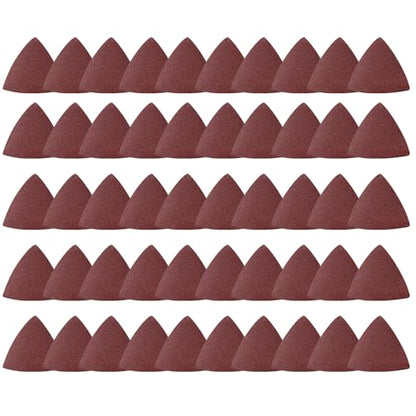 50-Piece Triangular Sandpaper Set for Oscillating Tools - 5 Grits (60/80/100/120/240) - 3-1/8 Inch (80mm) Hook & Loop Sanding Pads - Fits Wood, Metal, Drywall Sanding - style: 50PCS SANDING PAPERS