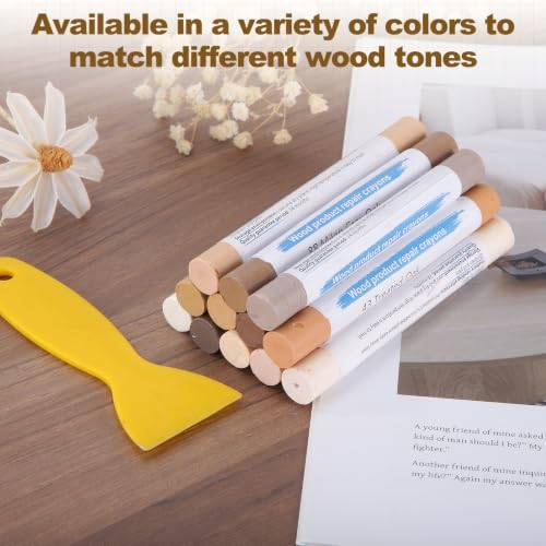 PATIKIL 4Pcs Wood Furniture Repair Markers with Scraper, Dark Beige - color: Dark Beige