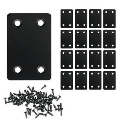 QSJ 16 Pack Stainless Steel Flat Mending Plate 2.36x1.49'', Thickness 1.5mm Straight Stainless Steel Brace Bracket, Fixing Joining Plate for Wood Furniture Fastening & Fixing - size: Black, 2.36x1.49''