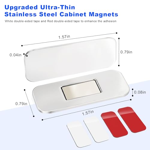 12 Pack Magnetic Cabinet Door Catch, No Drill Ultra Thin Cabinet Door Magnets, Adhesive Drawer Magnets, Stainless Steel Cabinet Latch for Kitchen, Pantry, Keep Cabinets Closed Securely Easy to Install - size: 12 Pack