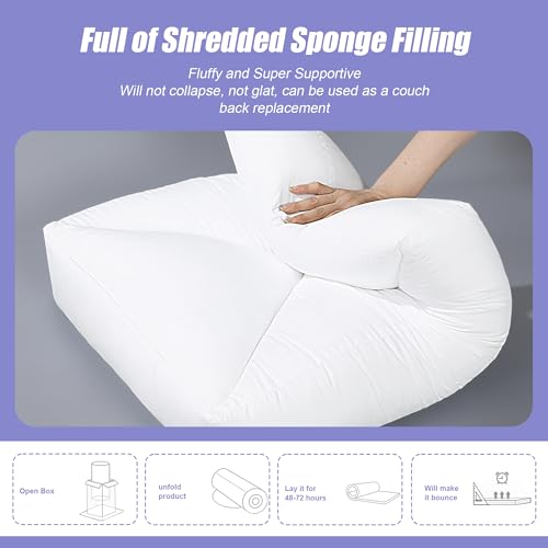 HOMBYS Shredded Foam Couch Back Cushions Replacement, Stuffing Fill Removable Sofa Back Waist Cushions, Lumbar Support Pillow 1 Pack, Supportive & Durable(31.4"x18"x5") - size: 31.4"x18"x5"