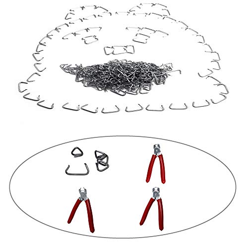 HARDK Hog Ring Pliers set Angled,300 Galvanized Hog Rings - Professional Upholstery Installation Kit - style: Angled & 300 PCS
