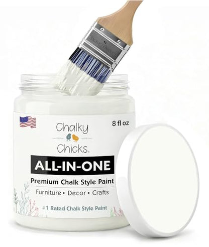 Chalky Chicks Buttermilk 8 Fl Oz Chalk Paint for Furniture All in One - color: Buttermilk (White), size: 8 Fl Oz (Pack of 1)