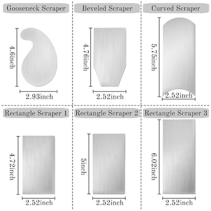 ZAVOOS 7 Pack Cabinet Scraper Burnisher Set, Multi-shaped Card Scrapers