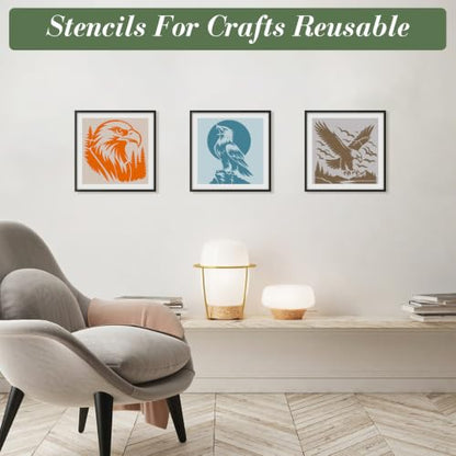 Eagle Stencils for Crafts Reusable 20Pcs Stencils(5.9X5.9 Inch) - color: Eagle 1