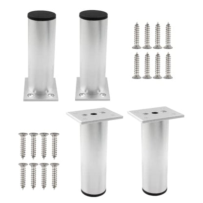 4-Pcs Adjustable Aluminum Alloy Furniture Legs 4.7" Height Silver - color: Silver, size: 4.7 Inch