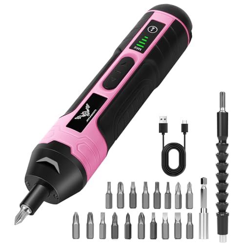 3.6V Electric Screwdriver Rechargeable, Cordless Screwdriver - color: Pink-21pcs
