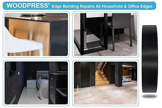 5/8" Black Matt Pre-Glued Melamine Edge Banding, 25 ft - size: Width: 5/8"