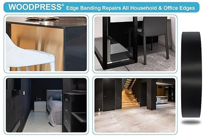 5/8" Black Matt Pre-Glued Melamine Edge Banding, 25 ft - size: Width: 5/8"