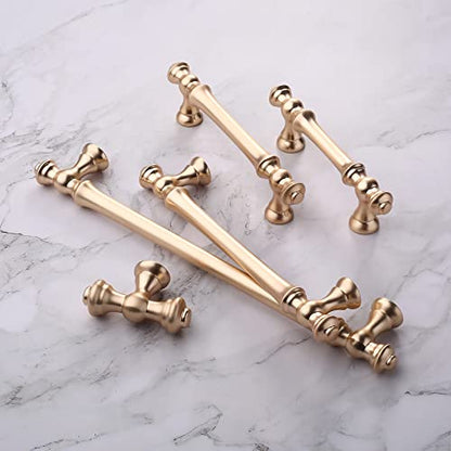 Asidrama 6 Pack 3 Inch(76mm) Brushed Brass Kitchen Cabinet Handles, Gold Cabinet Pulls Kitchen Cabinet Hardware for Cupboard Drawer Pulls - color: Brushed Brass, size: 3" Hole Center, style: 6 Pack
