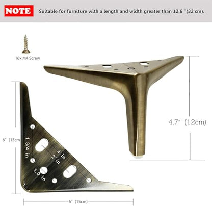 4.7 inch/12cm Brushed Bronze Color Metal Furniture Legs Set of 4 - color: Brushed Bronze, size: 4.7 inch