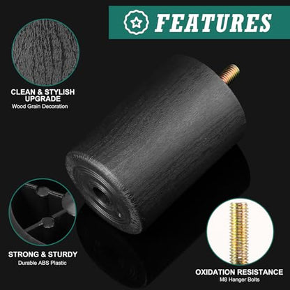 4pcs Plastic Furniture Legs 3" with T-Nuts, M8-1.25 Thread Bolt - size: 3 Inch, M8-1.25 Metric Thread Bolts