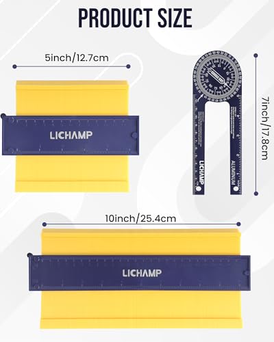 Lichamp Contour Gauge Profile Tools with Miter Saw Protractor Angle Finder