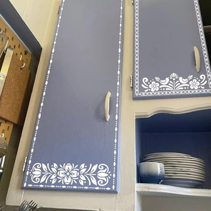Corner Border Stencils for Crafts Mexican Flower Furniture Stencils - style: border