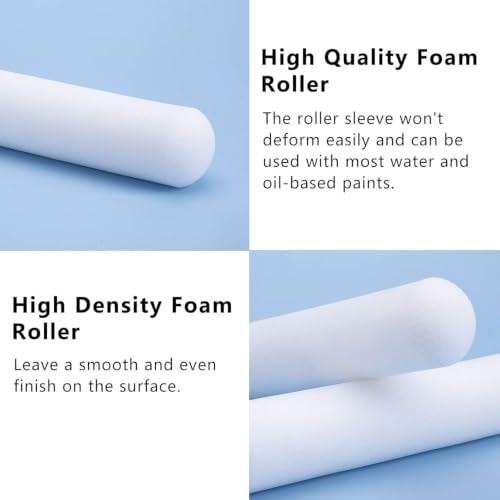 Foam Paint Roller, 10 Pack, 6 Inch Foam Roller, High Density Foam Roller Paint, Mini Foam Paint Roller 6 Inch, Use with All Paints, Painting in Smooth Surface