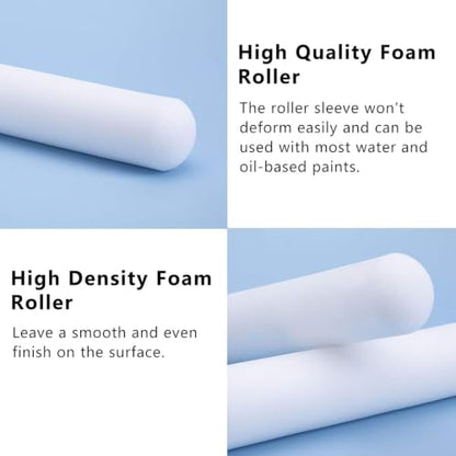 Foam Paint Roller, 10 Pack, 6 Inch Foam Roller, High Density Foam Roller Paint, Mini Foam Paint Roller 6 Inch, Use with All Paints, Painting in Smooth Surface