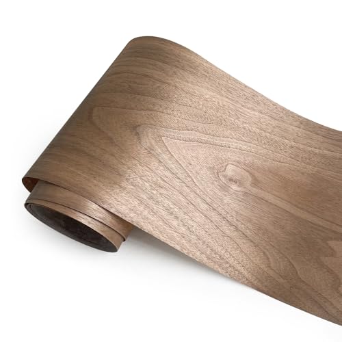 Natural Wood Veneer, Thin Wood Sheets, Refurbished of Furniture/Guitar/Speaker/Automotive Interior, Handmade DIY (Black Walnut) - color: Black Walnut / 8″ x 95″
