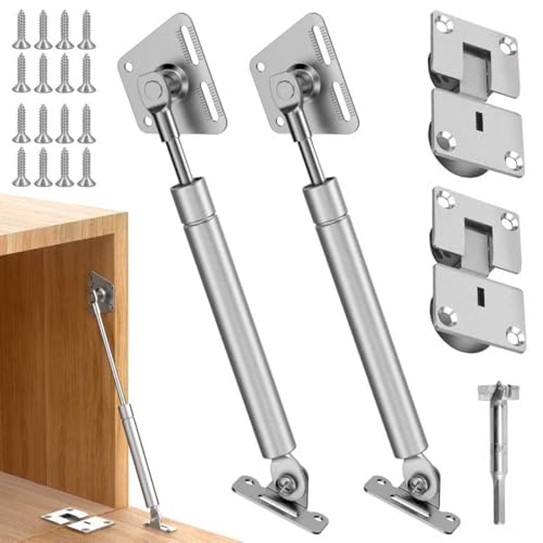 Drop Down Gas Struts 100N, Soft Close Cabinet Hinge, Silver 2 Pack - color: Silver