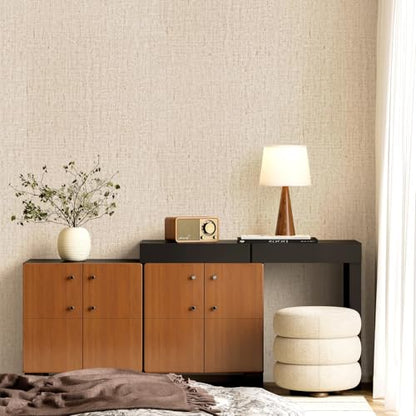Beige Grasscloth Peel and Stick Wallpaper Textured 15.7in x 157.4in - color: Beige, size: 15.7" x 157.4"